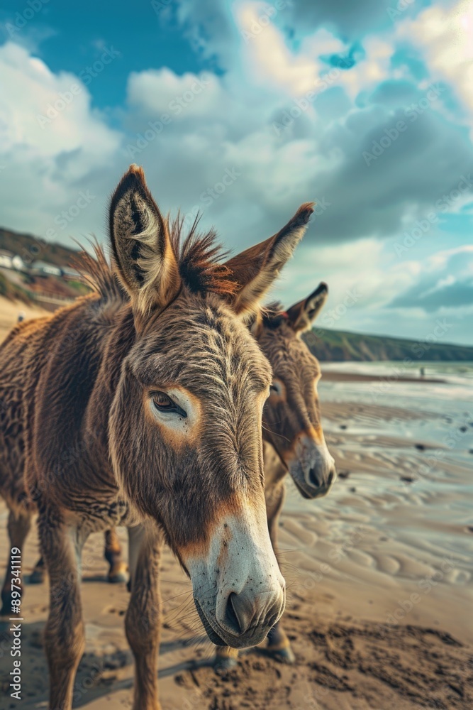 Two donkeys on beach Two donkeys on beach
