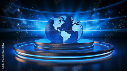 Dynamic news studio background for breaking world news reports and live updates on global events
