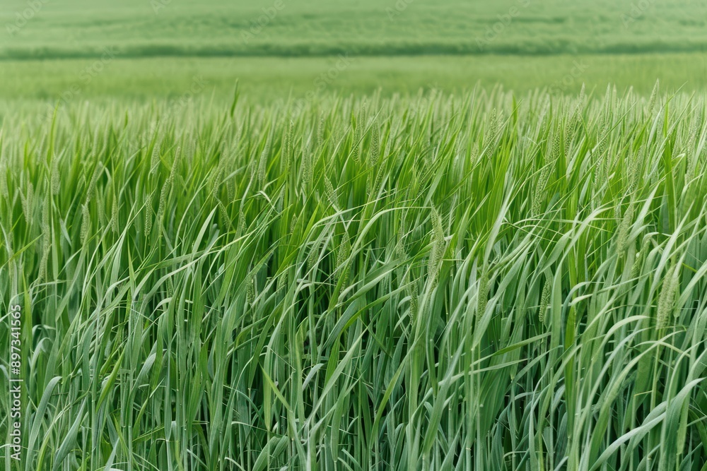A meadow panoramic view with a serene expanse, featuring open fields and gently swaying grasses, banner, with copy space