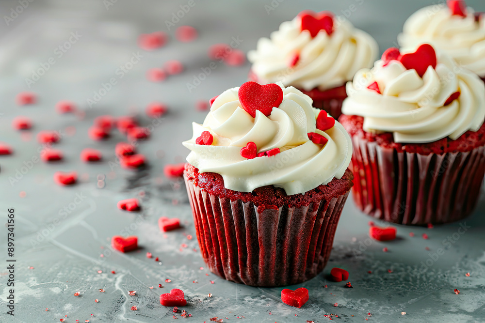 Red velvet cupcakes with cream cheese frosting