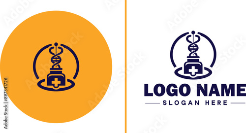 Medical clinic icon Health center Clinic Medical office flat logo sign symbol editable vector