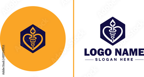 Medical clinic icon Health center Clinic Medical office flat logo sign symbol editable vector