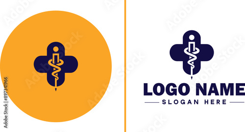 Medical clinic icon Health center Clinic Medical office flat logo sign symbol editable vector