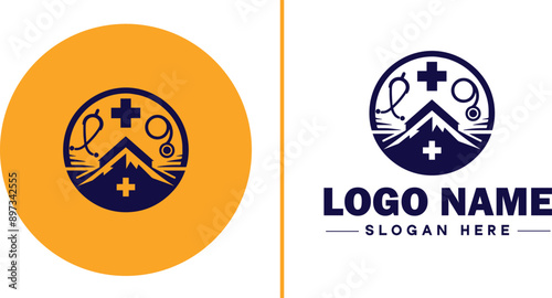 Medical clinic icon Health center Clinic Medical office flat logo sign symbol editable vector