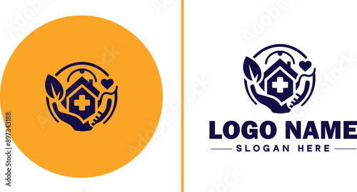 Medical clinic icon Health center Clinic Medical office flat logo sign symbol editable vector