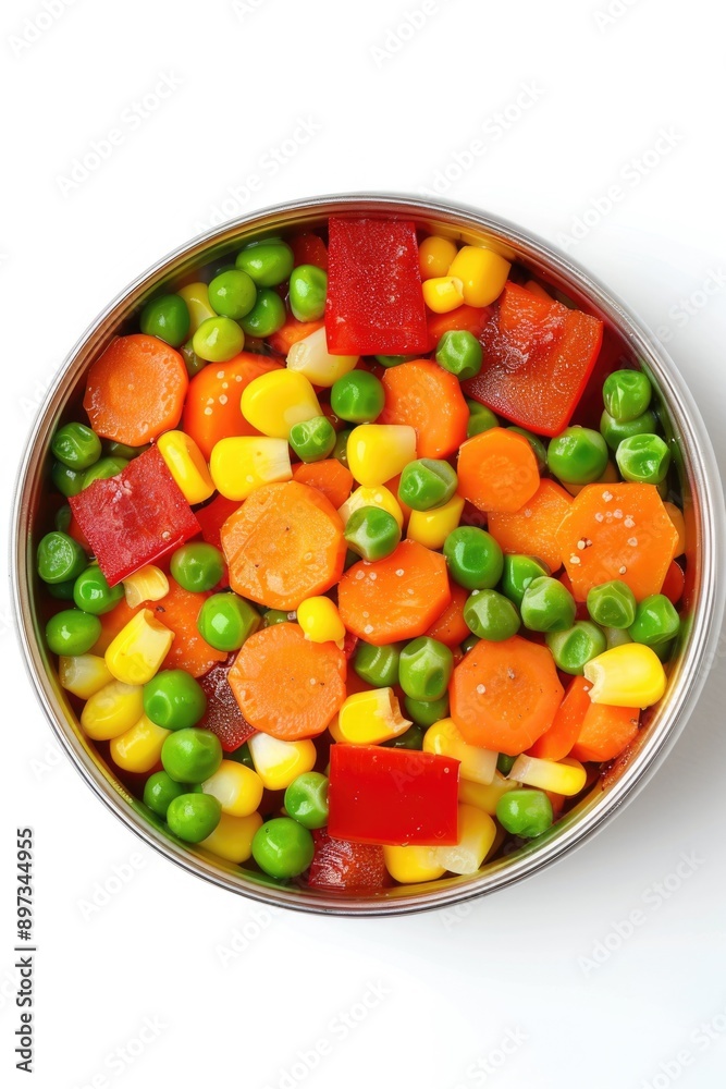 Fresh mixed vegetables arranged in a bowl on a clean white surface Fresh mixed vegetables arranged in a bowl on a clean white surface