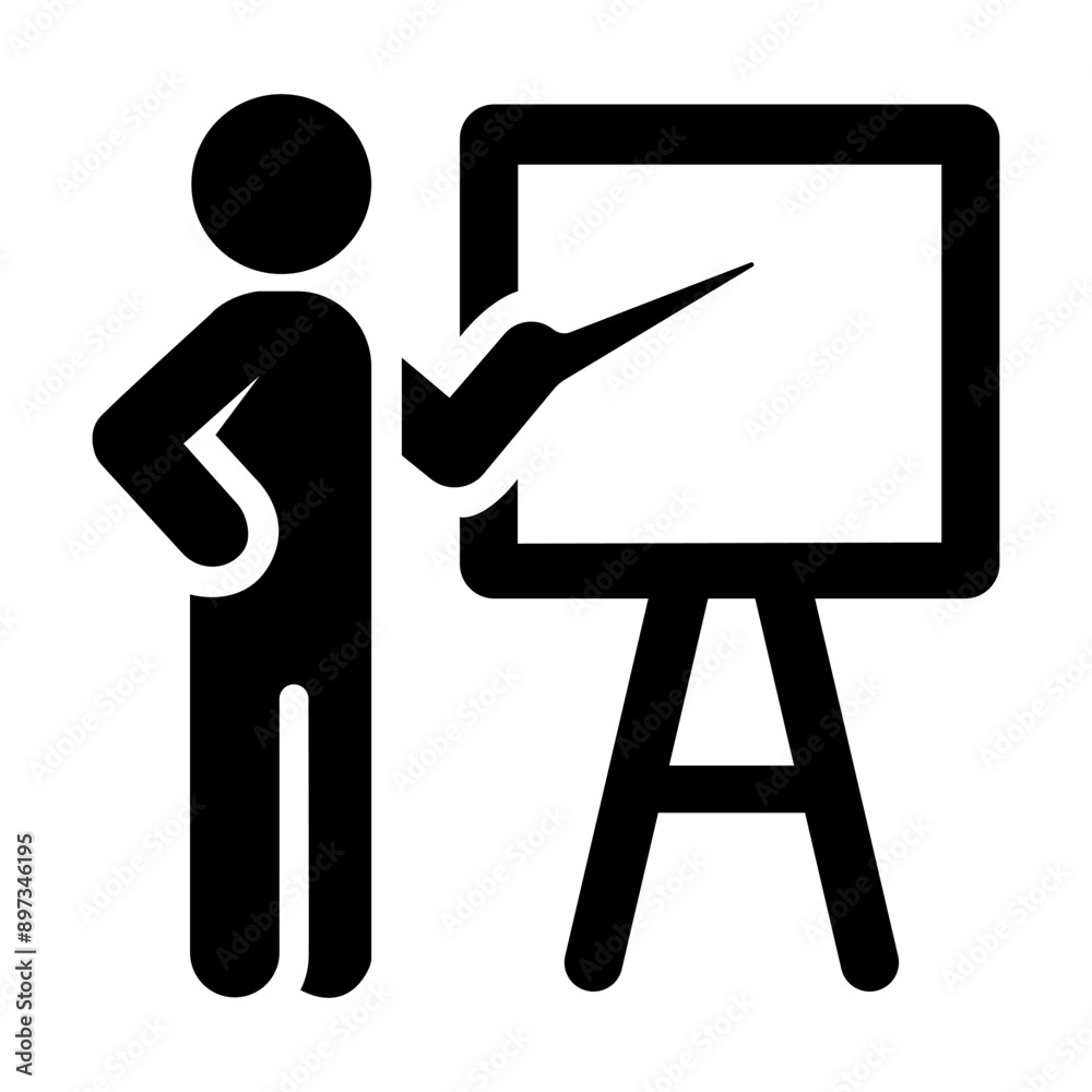 The training icon. Teacher and learner black illustration icon. The training icon. Teacher and learner black illustration icon.