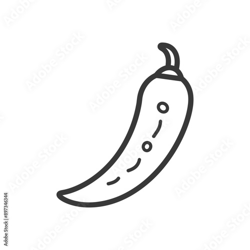 Line art illustration of a green chili pepper