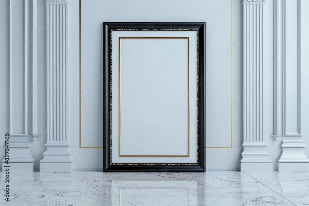 Empty advertise blank advertise frame sits against a relaxing style background Empty advertise blank advertise frame sits against a relaxing style background