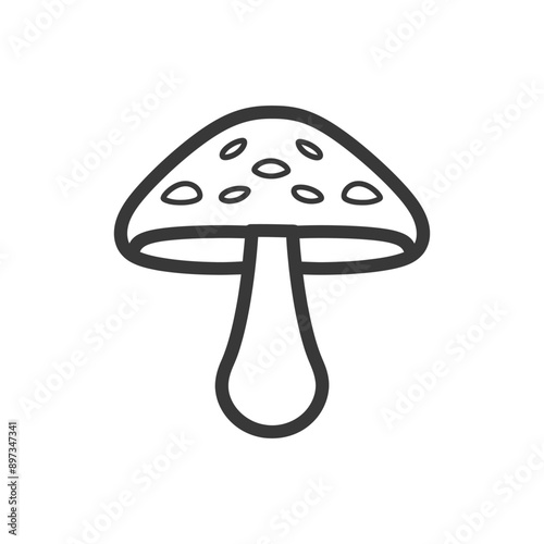 Line drawing of a spotted mushroom with a thick stem