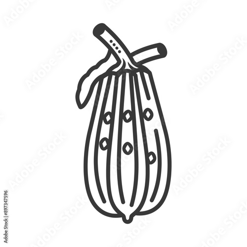 Line Drawing of a Black and White Calabash Gourd