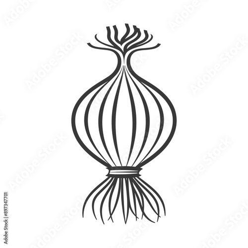 Black and White Hand Drawn Illustration of an Onion