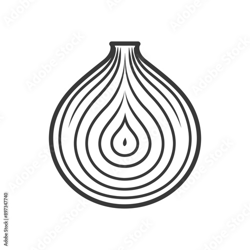 Cross Section of a White Onion with Layers and Center