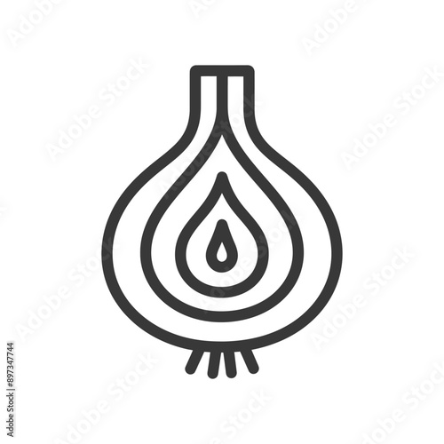 Line drawing of an onion with a visible center