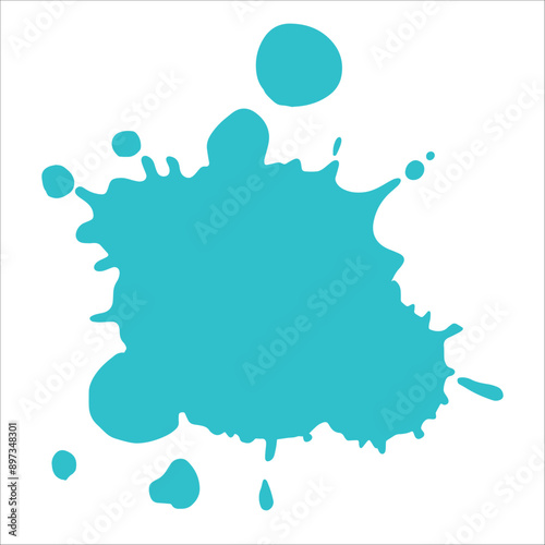 Paint cyan pigment spray splash stain illustration spots