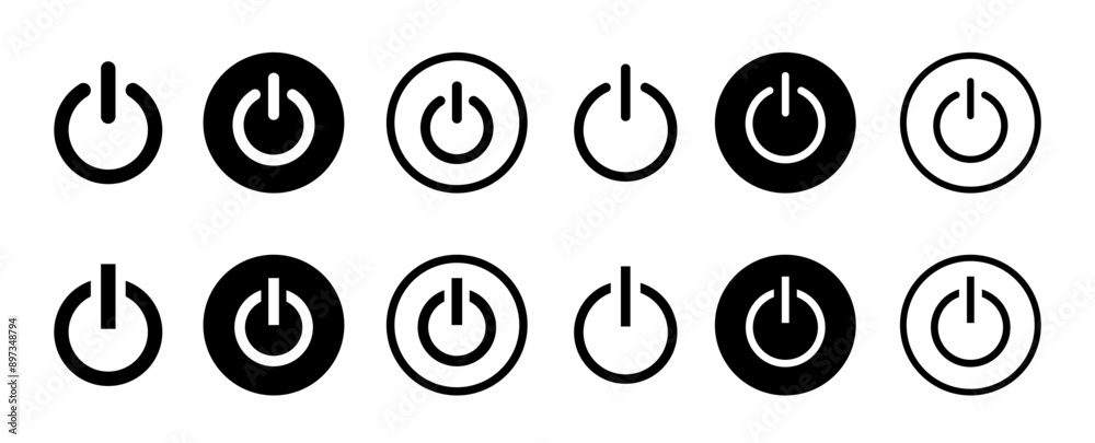 On-off icon icon set. Power off. Interface switch button concept. On off icon. Vector illustration.