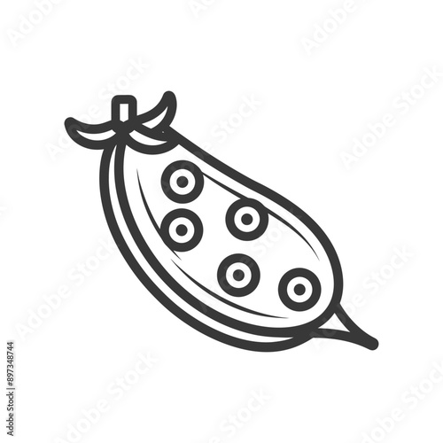 Line Drawing of a Single Seed Filled Eggplant