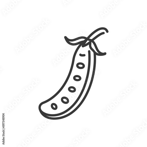 Line drawing of a single pea pod