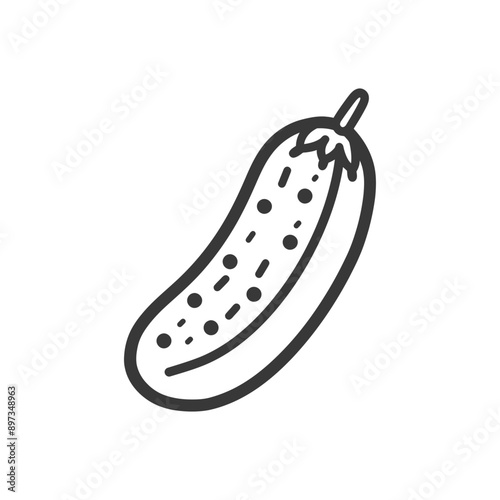 Line Art Illustration of a Cucumber