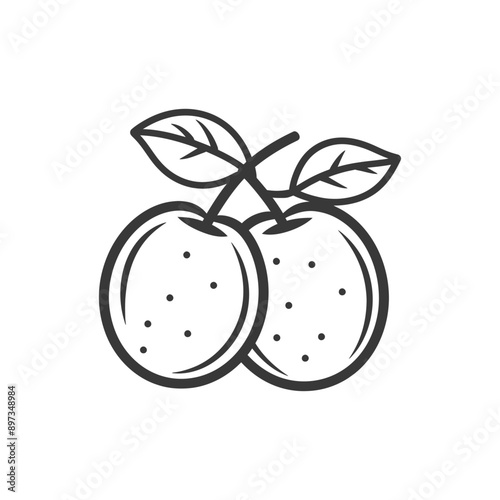 Two Oranges with Leaves Connected by a Stem