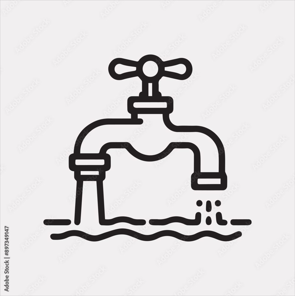 faucet line Art illustration silhouette vector on a white background faucet line Art illustration silhouette vector on a white background