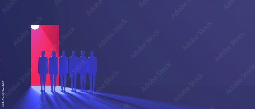 Fototapeta premium Leadership radiates with the ShockwaveGlow effect, demonstrating the powerful influence and radiant inspiration that true leaders impart to their teams, banner, with copy space
