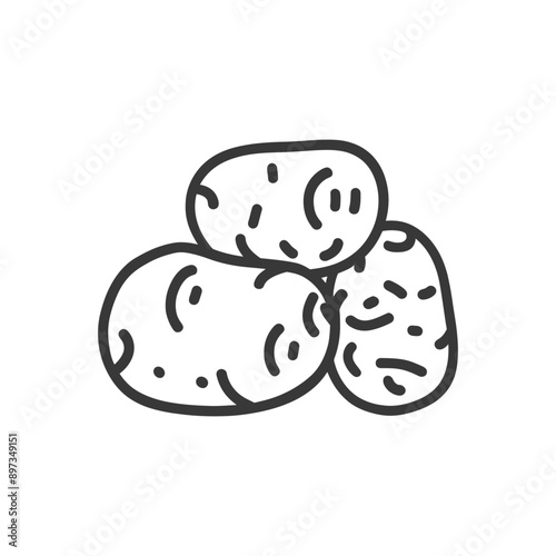 Line drawing of three potatoes