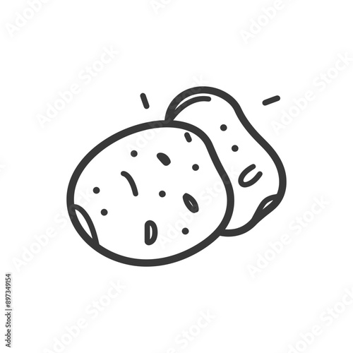 Hand drawn line art illustration of two potatoes