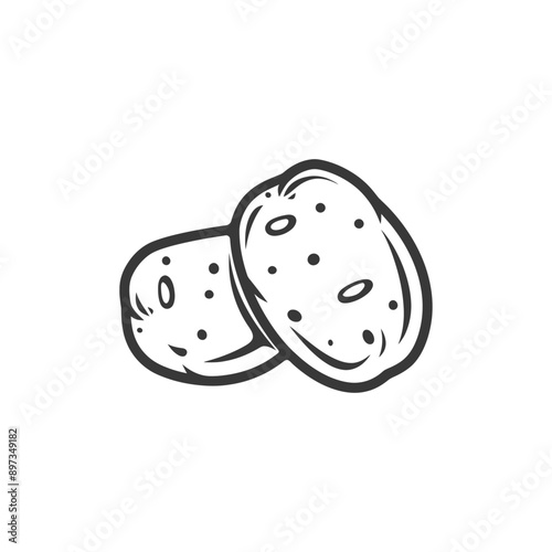 Hand Drawn Sketch of Two Potatoes