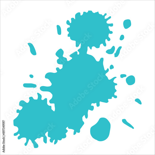 Paint cyan pigment spray splash stain illustration spots