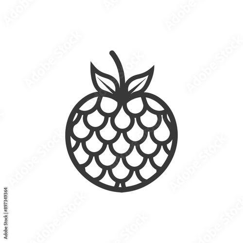 Line Art Illustration of a Raspberry