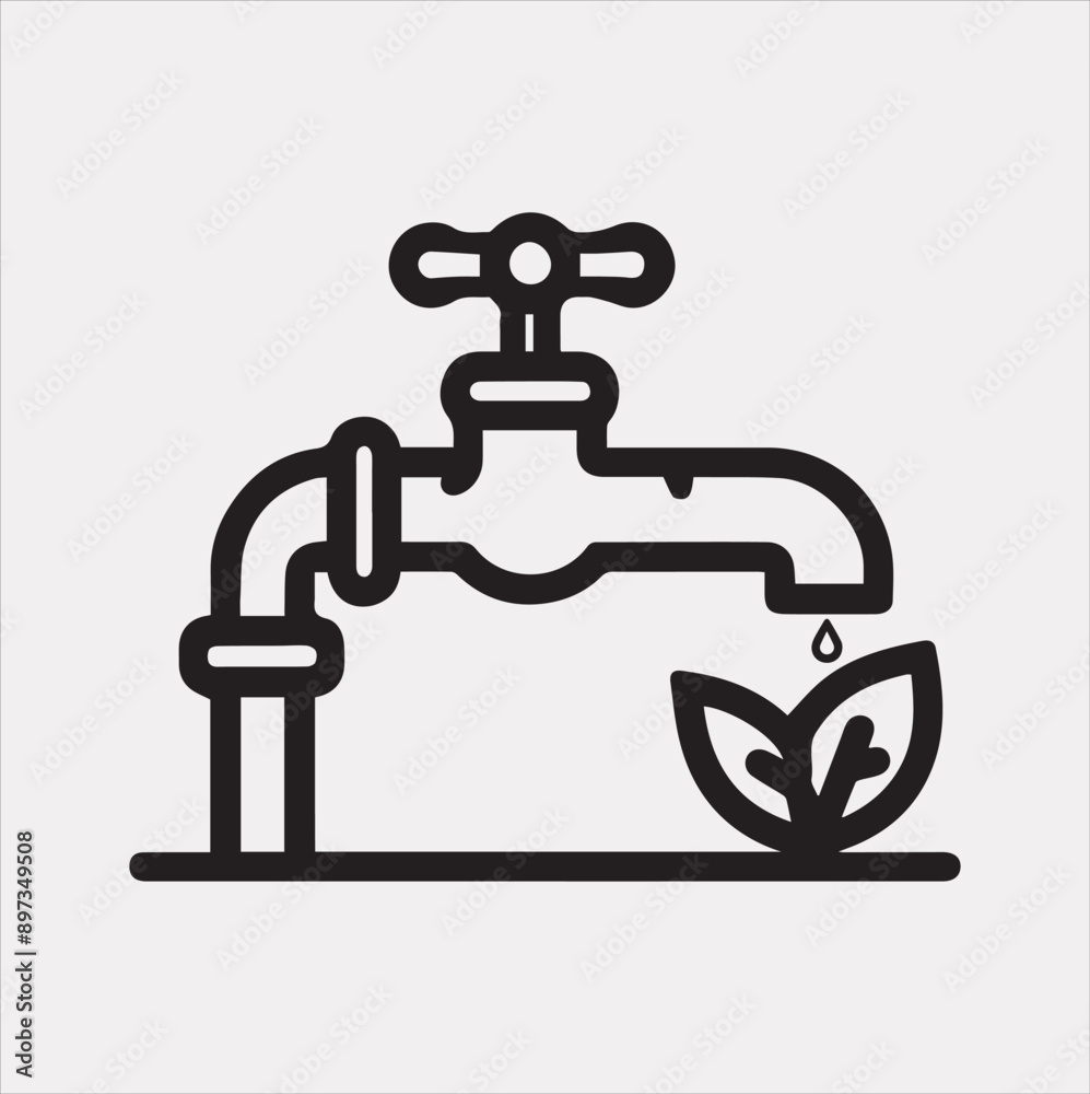 faucet line Art illustration silhouette vector on a white background faucet line Art illustration silhouette vector on a white background