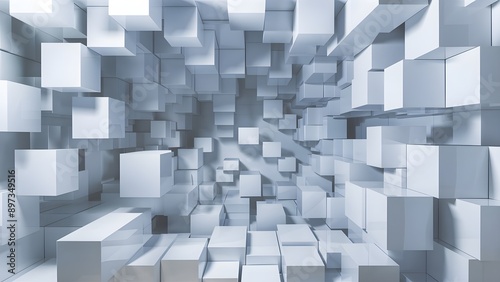 Random White Cube Blocks Background