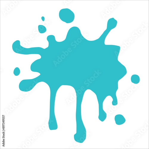 Paint cyan pigment spray splash stain illustration spots