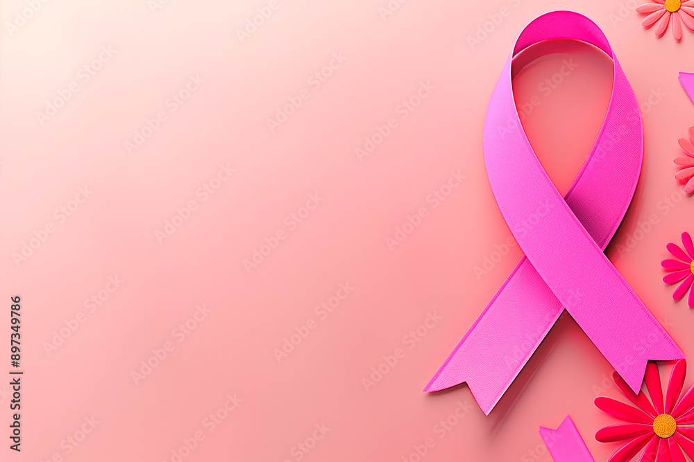Pink Ribbon on Pastel Background for Breast Cancer Awareness Pink Ribbon on Pastel Background for Breast Cancer Awareness