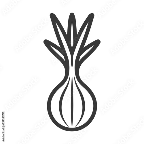 Black and White Line Drawing of an Onion