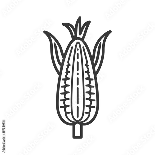 Line Art Illustration of an Ear of Corn
