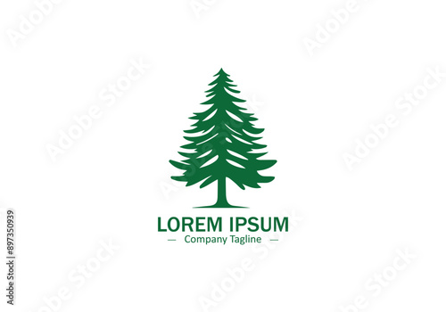 Pine tree logo icon green plant vector silhouette isolated on white background