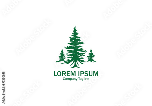 Pine tree logo icon vector silhouette isolated on white background