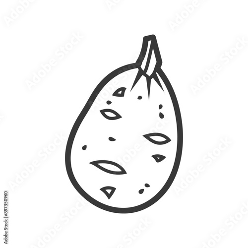 Line Drawing of a Single Seed Filled Eggplant