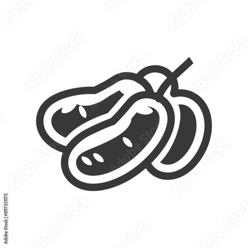 Black and white illustration of dates a dried fruit