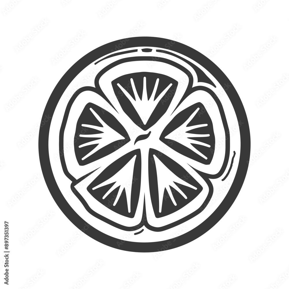 Cross Section of a Circular Fruit with Five Segments