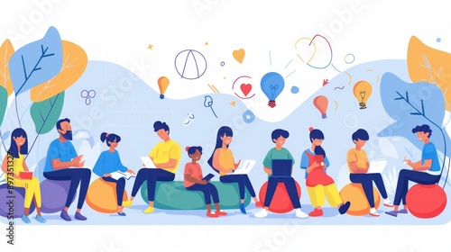 Diverse Group Collaborating in a Creative Workspace. Brainstorming and creativity