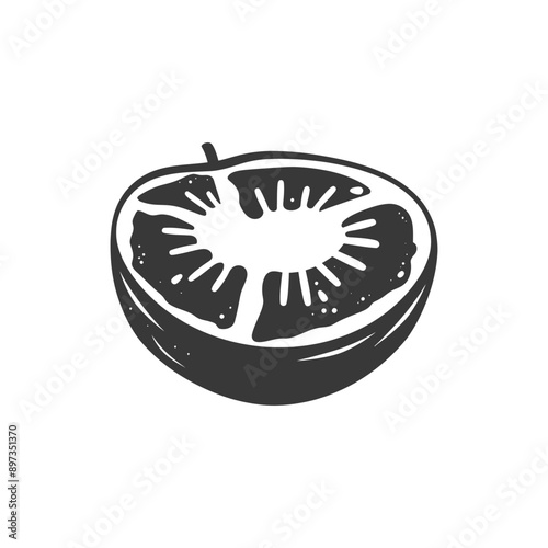 A Single Slice of Kiwi Fruit with Black Seeds