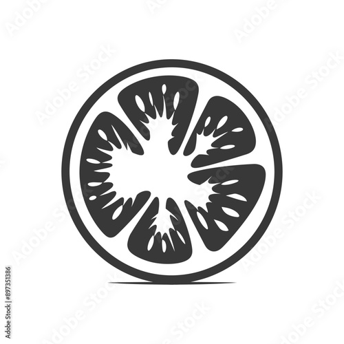 Black and White Illustration of a Tomato Slice