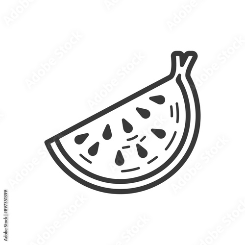 A Slice of Watermelon with Seeds and Rind