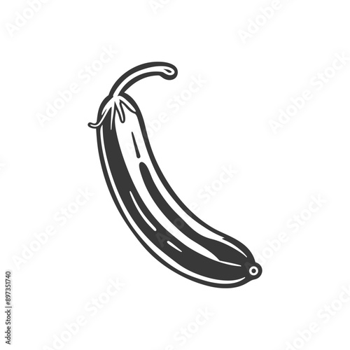 Black and White Illustration of a Single Banana