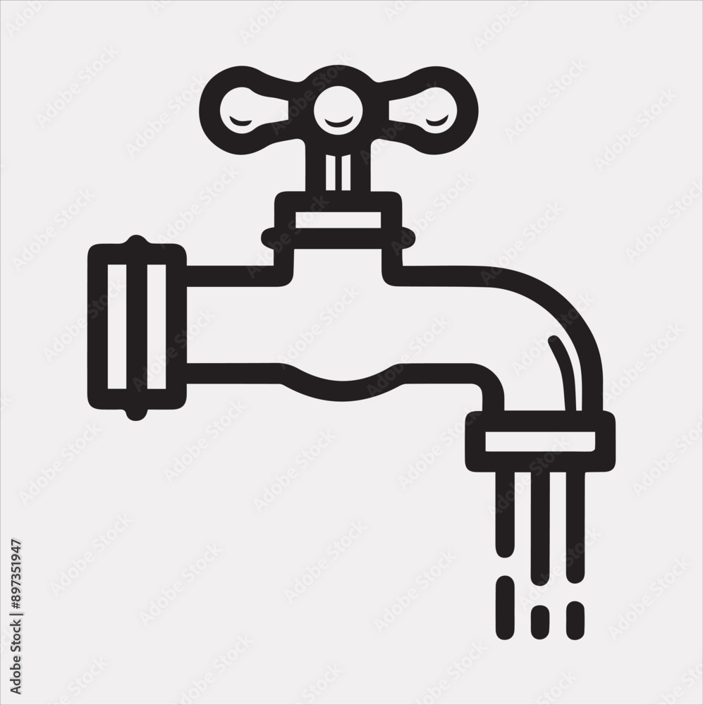 faucet line Art illustration silhouette vector on a white background faucet line Art illustration silhouette vector on a white background