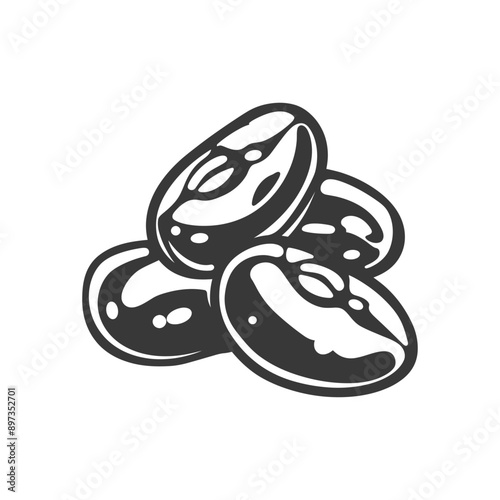 Three Black and White Dates with Pit