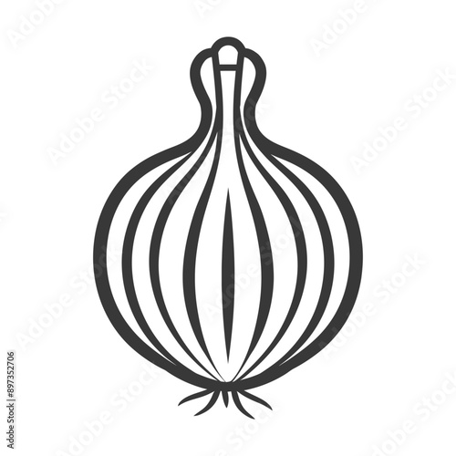Wallpaper Mural Black and White Outline Drawing of a Single Onion Torontodigital.ca